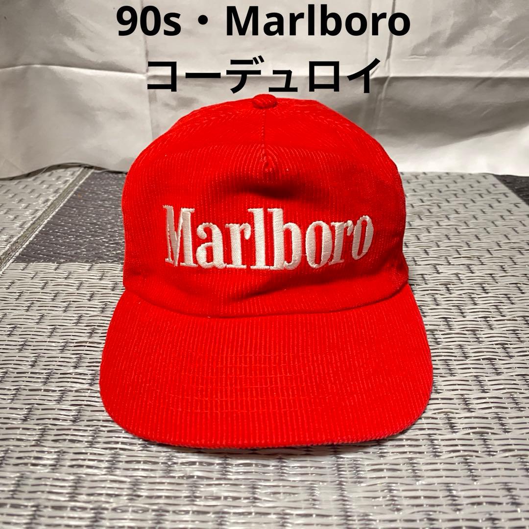 Marlboro マルボロ 90s コーデュロイ キャップ 赤 着画あり