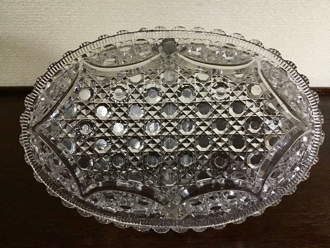 和ガラス◇ガラス鉢 2点◇大正ロマン アンティーク オーバル 取手付き