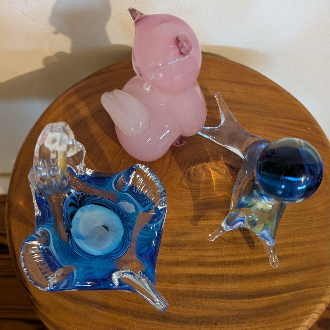 イタリア ヴェネチア ガラス工芸品 murano 3点セット