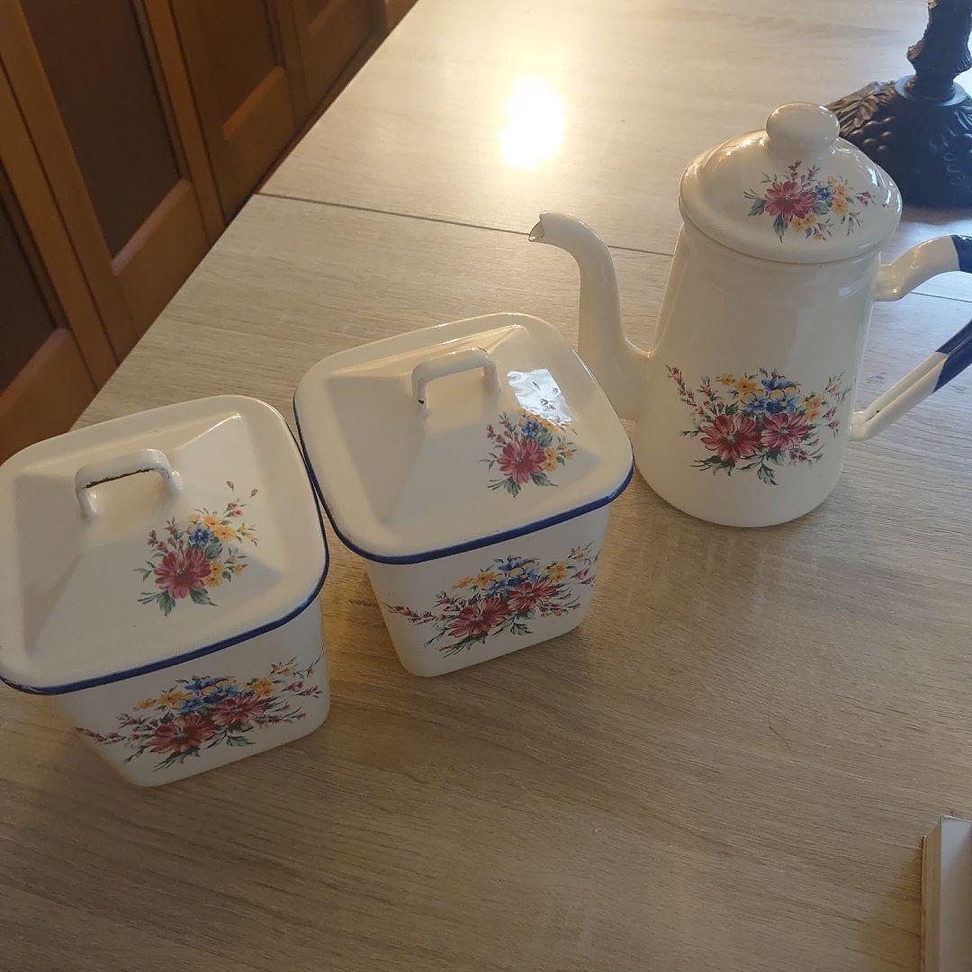 希少価値】フランス製 アンティーク ホーロー ポット 容器 T11634424