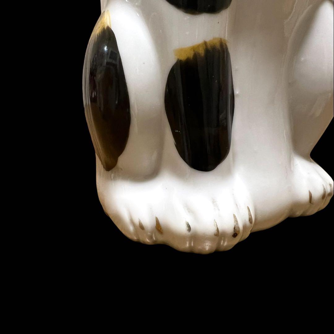 鸛《美品＆希少》明治~大正時代 古瀬戸 色絵 金彩 招き猫BIG 高さ24cm