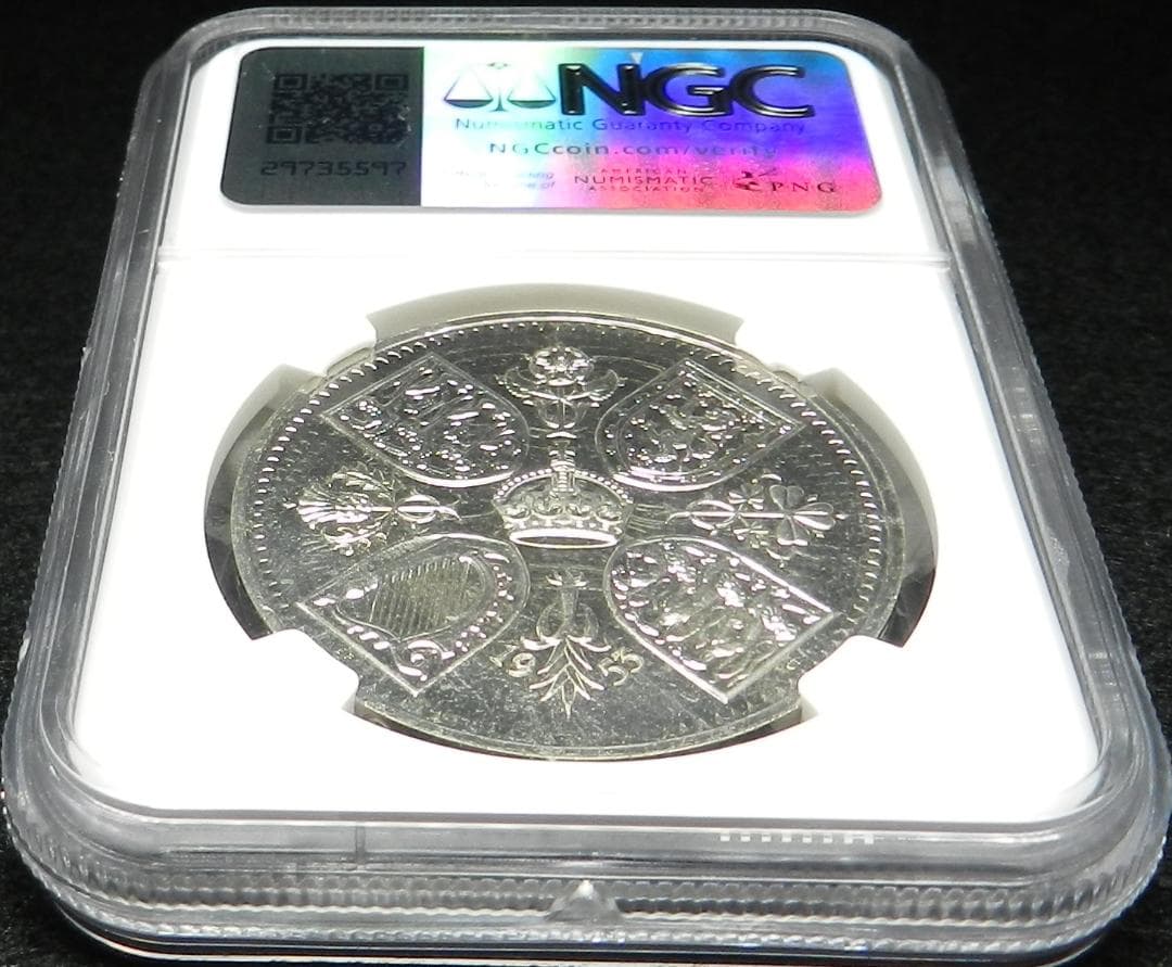 1953年 イギリス エリザベス2世 NGC 白銅貨 クラウン PF65 銀貨