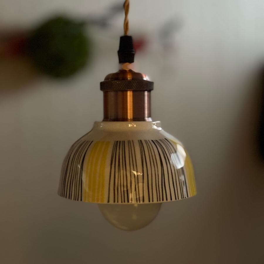 逆さ ペンダントライト おしゃれ照明 ハンドメイド 縦縞 シーリング ライト