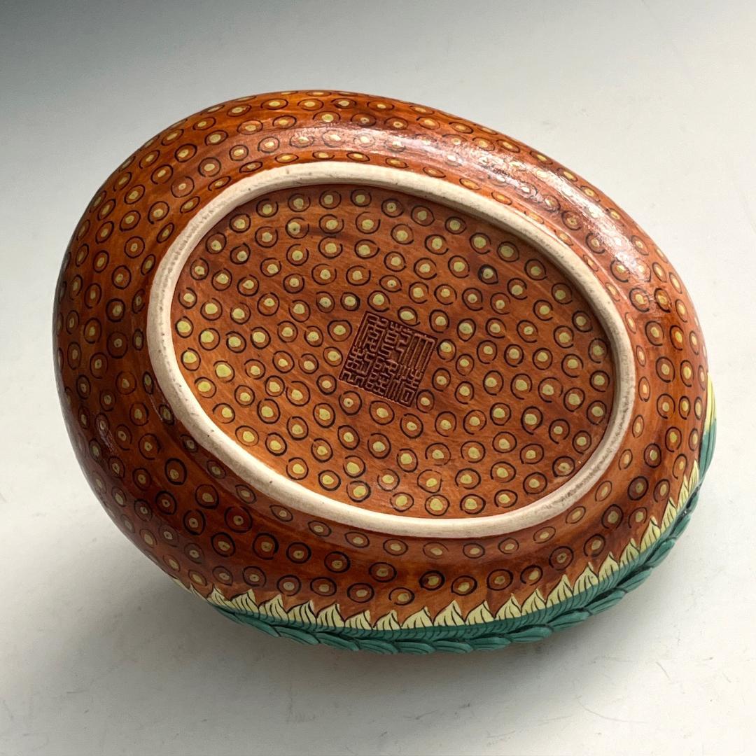 唐物 粉彩獅子形水洗 大清乾隆年製 款 中国美術 古玩