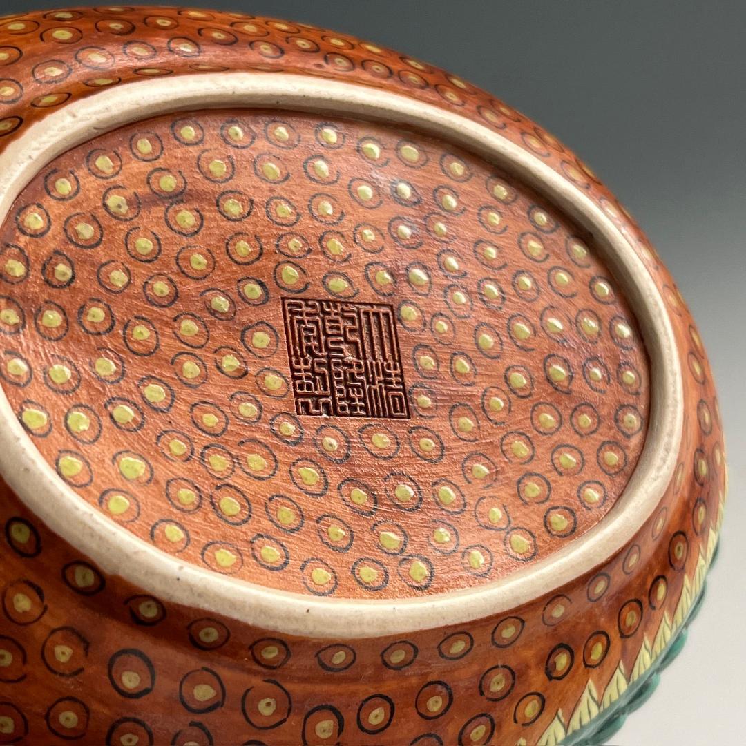 唐物 粉彩獅子形水洗 大清乾隆年製 款 中国美術 古玩