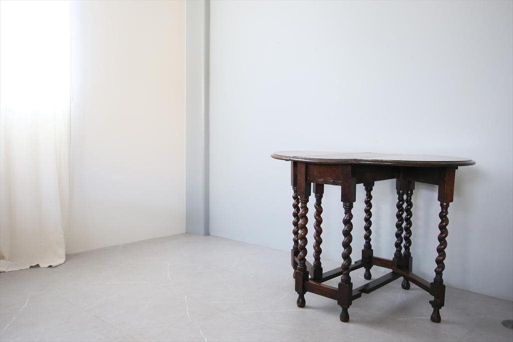 英国アンティーク木製ゲートレッグテーブル/ダイニング机バタフライ(91-262)