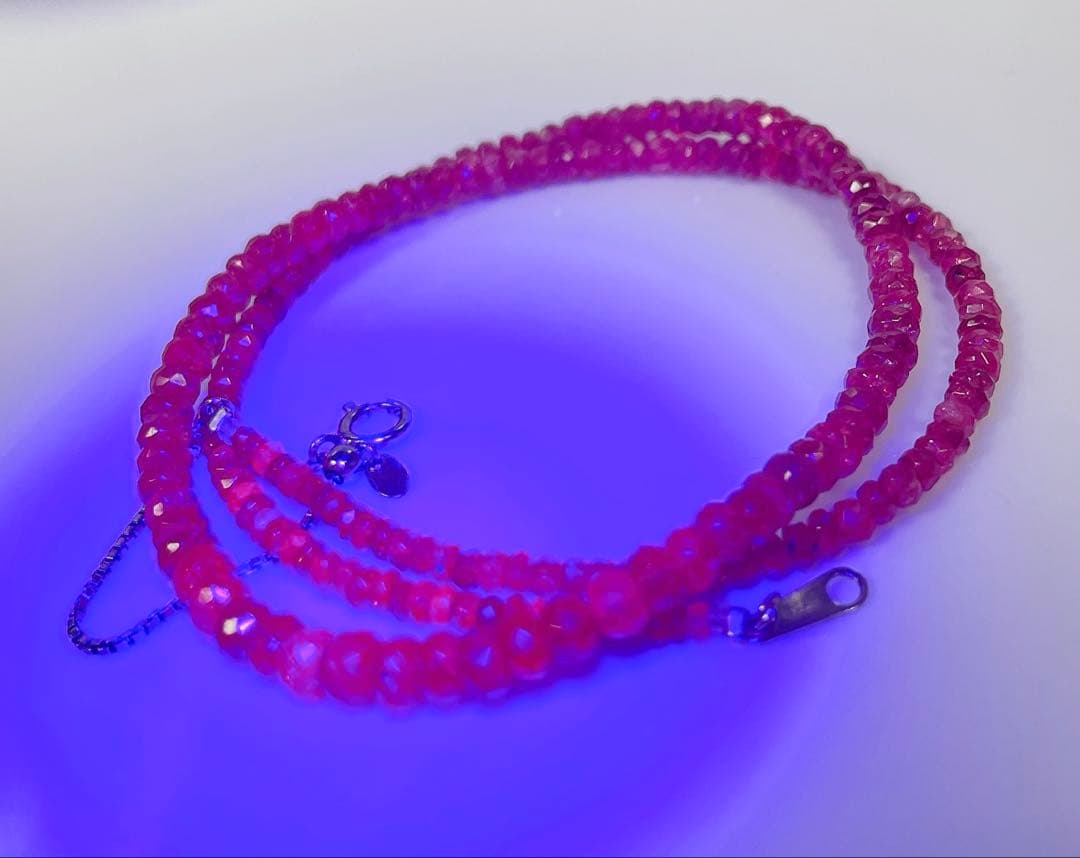 レッドスピネルネックレスボタンカットシルバーアジャスター5センチ