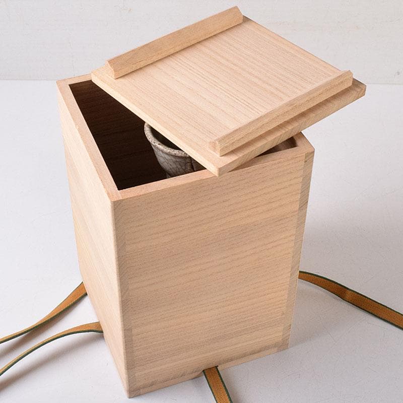 中国　哥窯　白磁　金糸鉄線　氷裂文　碗口瓶　時代箱　M　R8777