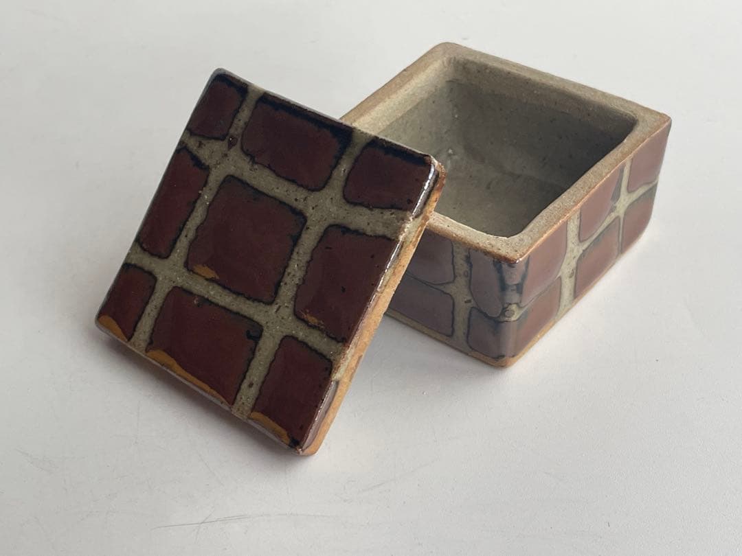 人間国宝 陶芸家 濱田庄司 浜田庄司 合子 盒子 柿釉 共箱 益子 民