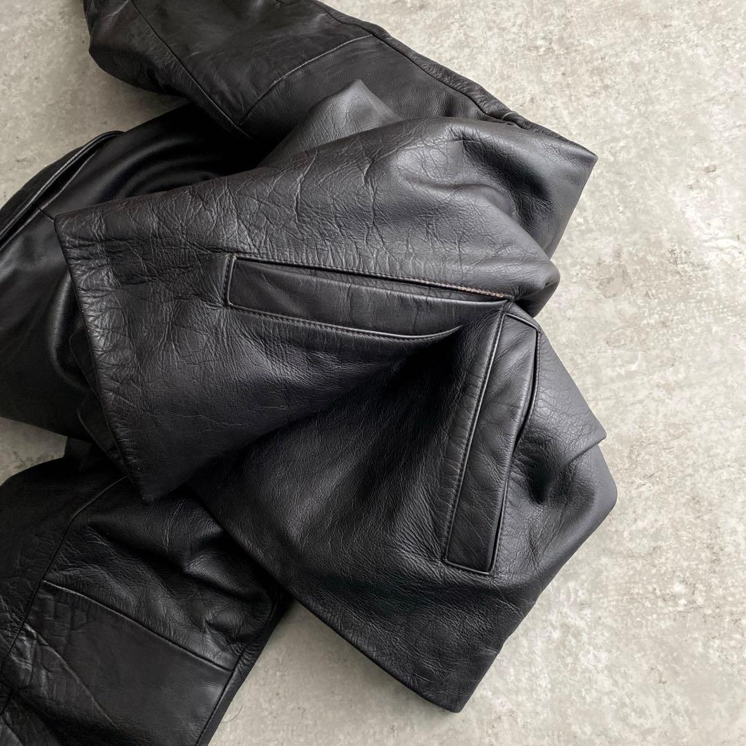 革質 極上 90s 00s GAP 茶芯 レザー ジャケット XL 黒 ブラック - メルカリ