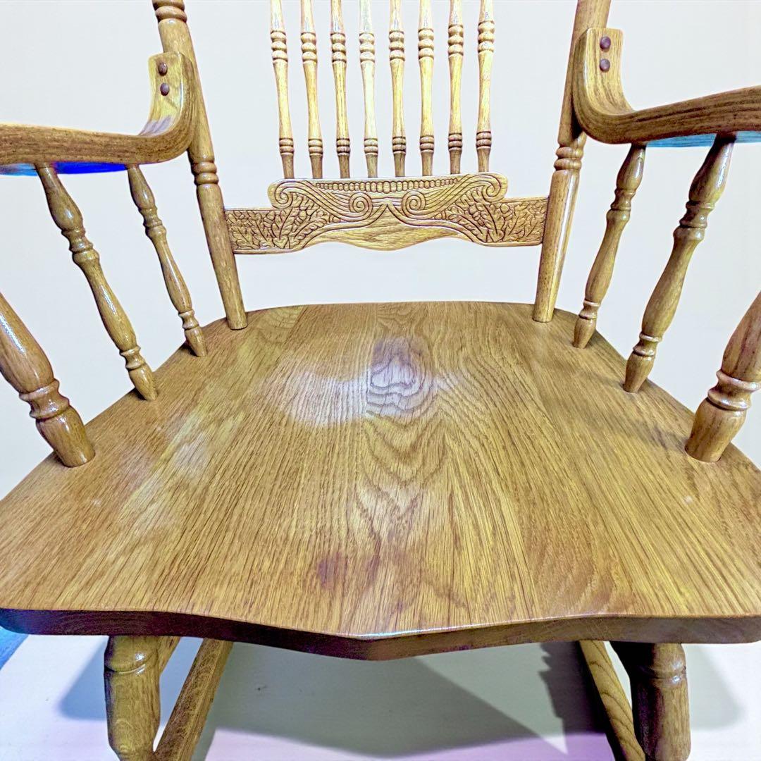✨超美品✨ ヴィンテージ 台湾製 ロッキングチェア オーク無垢 彫刻