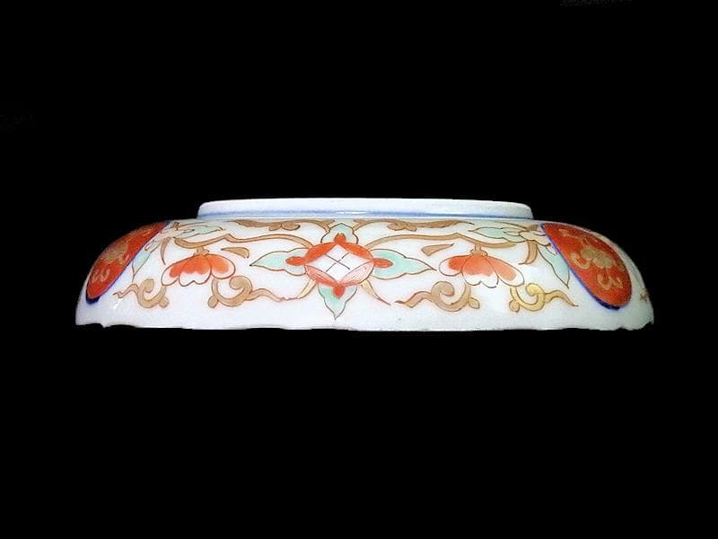 古伊万里 金襴手 松竹梅に花の図 4寸皿 2枚 E774AS-CPv