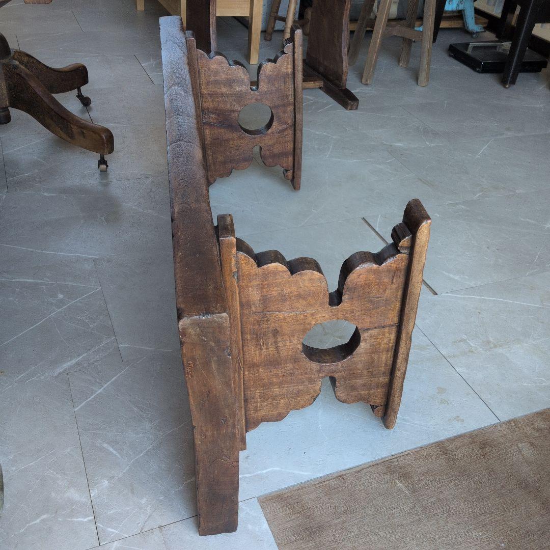 ブロカント古道具アンティーク重厚な経机 天板厚 5センチ ローテーブル