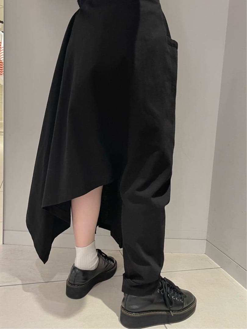 LIMI feu ヨウジヤマモト　スカートパンツ　ボトム　コットン ブラック