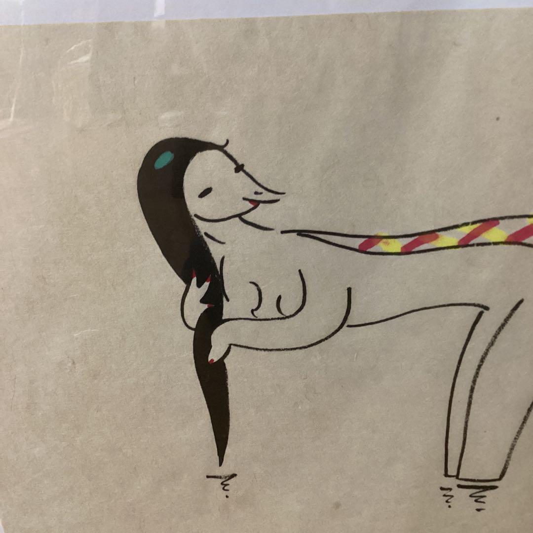 清水　崑　河童図　《かっぱ天国　》水墨彩色画　木枠額装アクリル板　模写　即決品