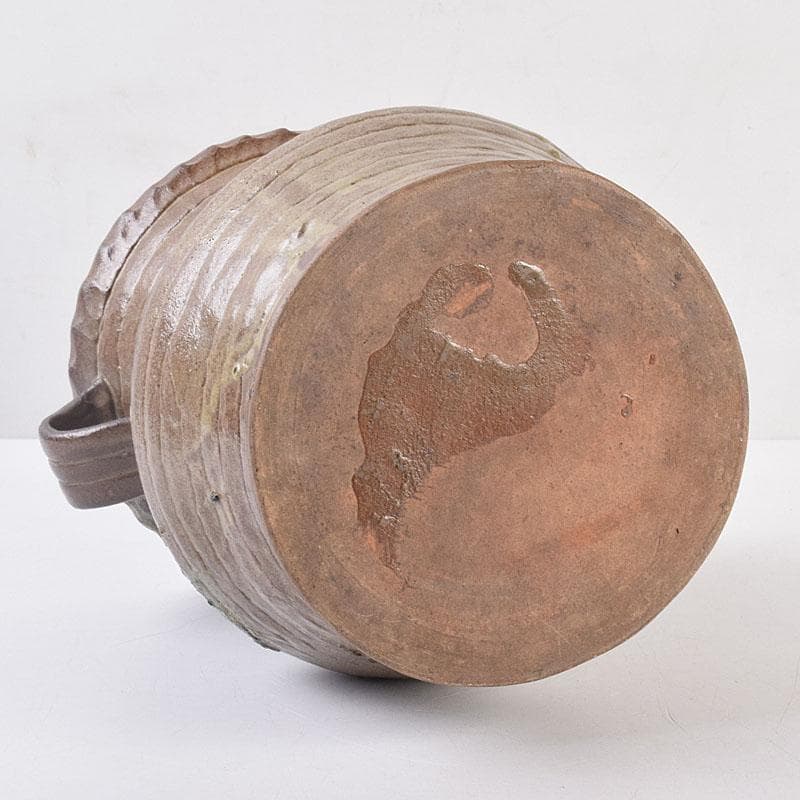 壺屋焼　爍山銘　内魚刻　双耳壷　花瓶　時代箱　M　R9056H