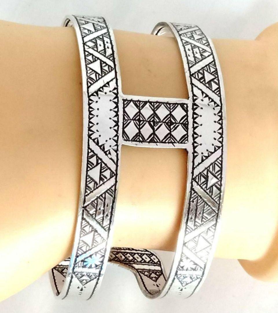 サハラ砂漠 トゥアレグ族 ハンドメイド シルバー バング