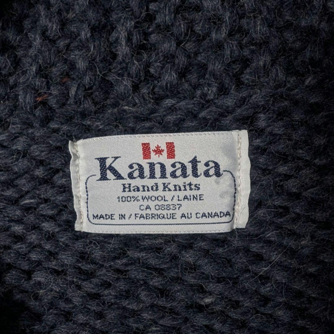80s 90s　カナダ製　KANATA　イーグル柄　カウチンニット　ジップアップ