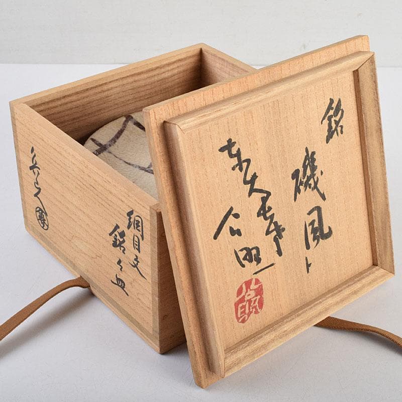 北大路魯山人作 網目文 銘々皿 五客 銘「磯風」 清水公照極め