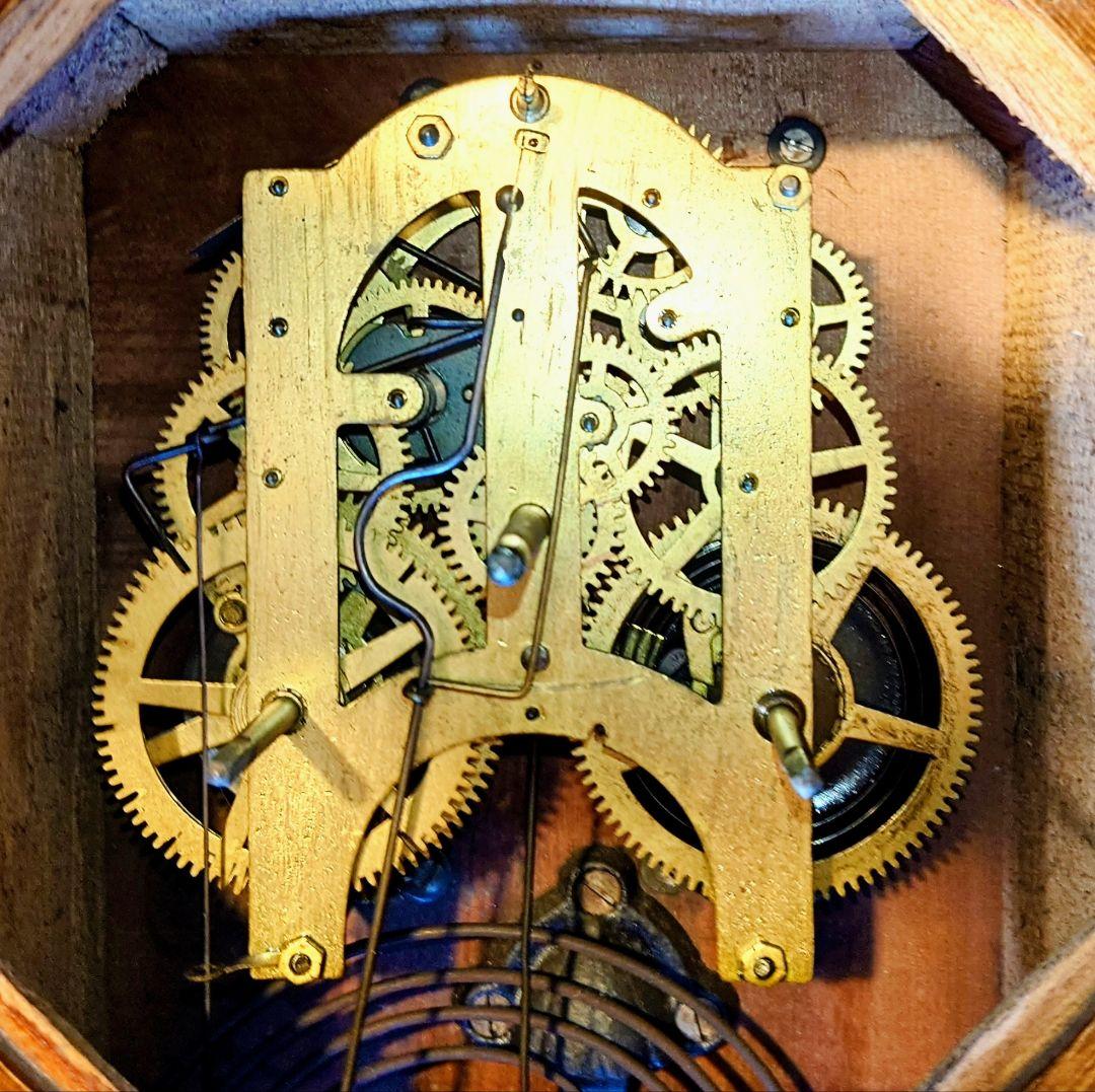 〈完動・美品〉十字印時計社　アンソニアモデル八角尾長ゼンマイ振り子時計 古時計