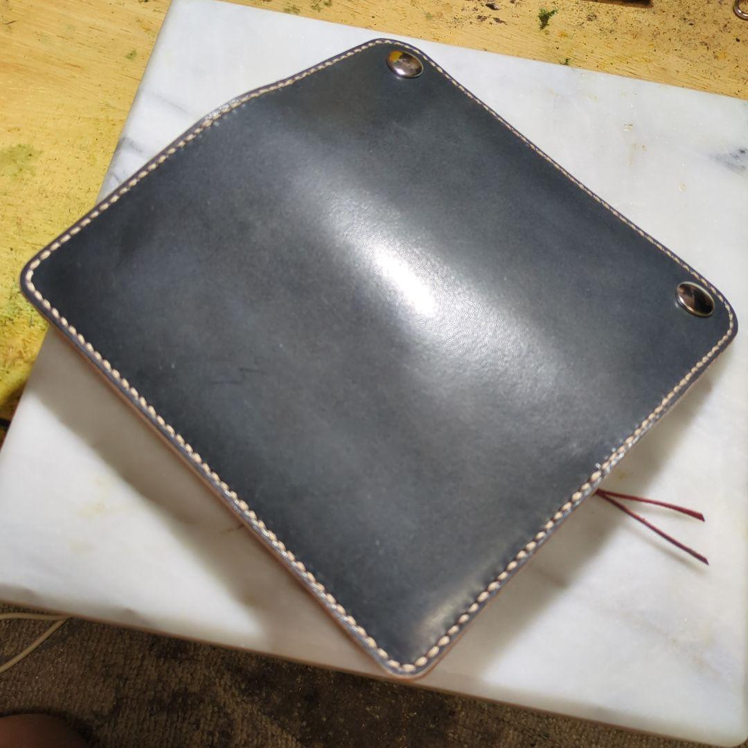 姫路ヌメ革 ハンドメイド トラッカーウォレット 長財布 ロングウォレット 黒