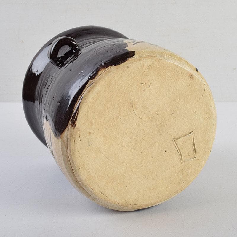 北大路魯山人作 黒織部 花草文 水指 銘清風 清水公照極め箱