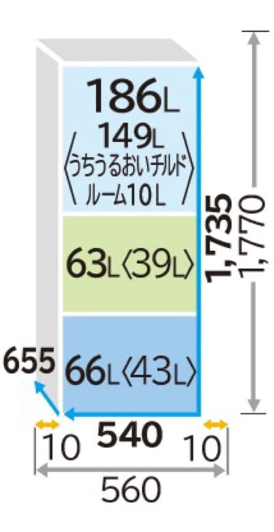 日立 315L Black 2021年購入 幅54cm 27年まで販売店保証あり