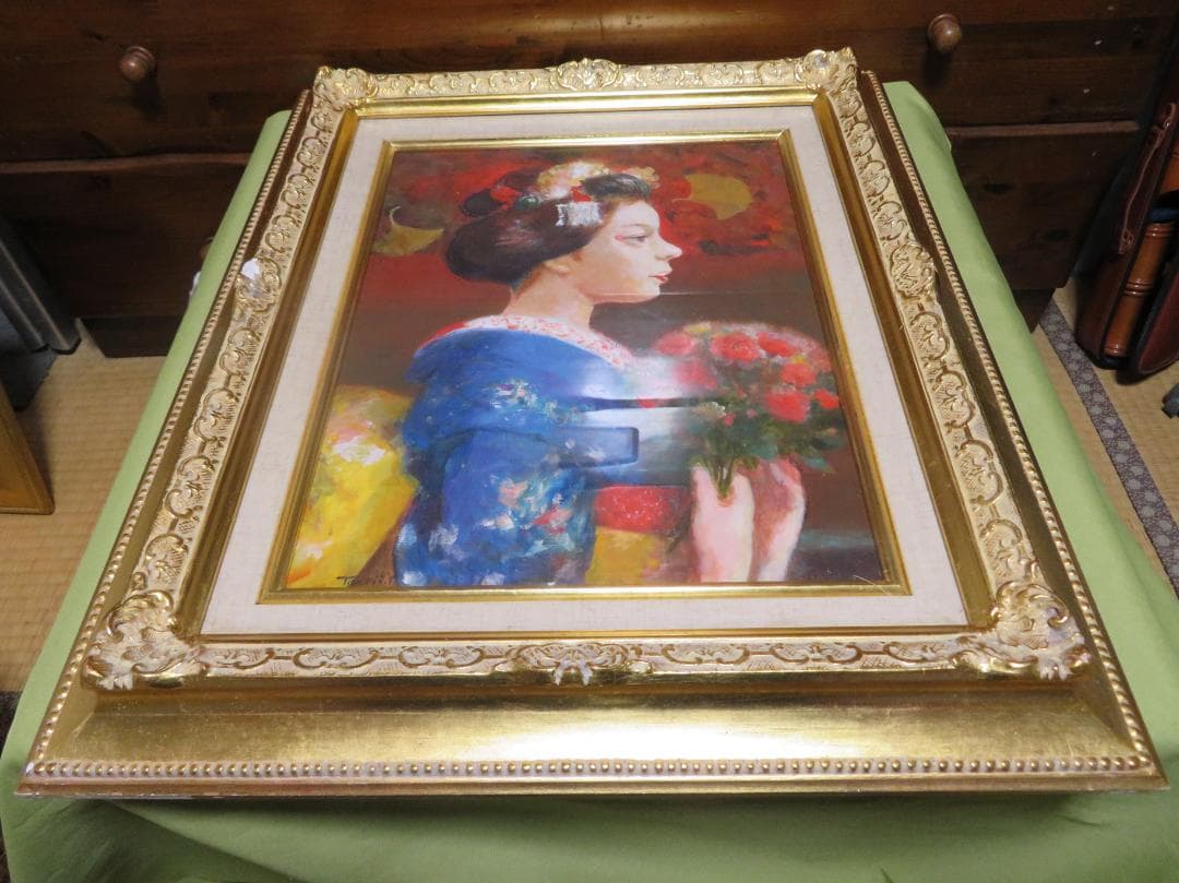 ◆　山岡恒二　「舞妓」　F6油彩　独立会　須田賞　師：須田国太郎　真作保証 　◆