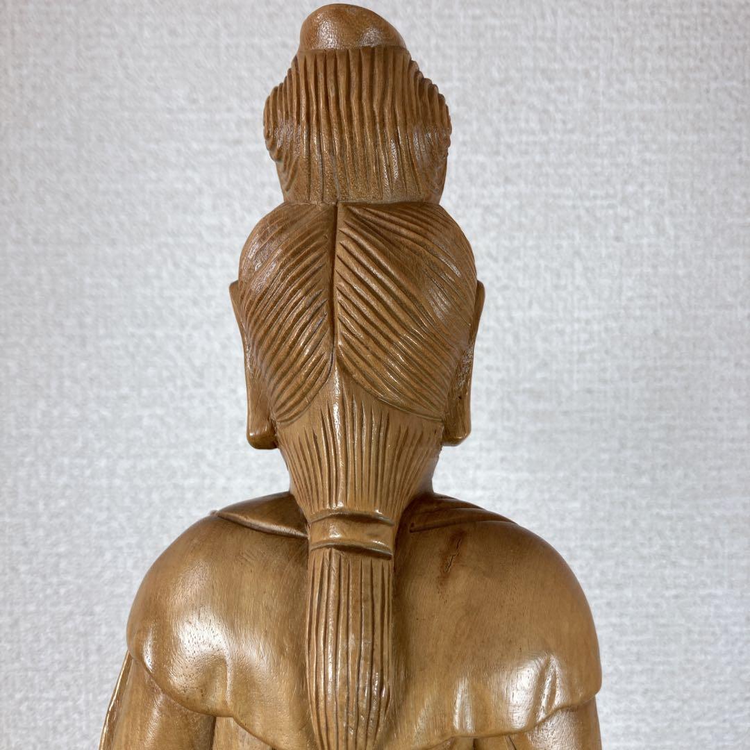 聖観音菩薩立像 一木造 高さ40cm 菩薩像 木彫り 彫刻 在銘 秀竹刀