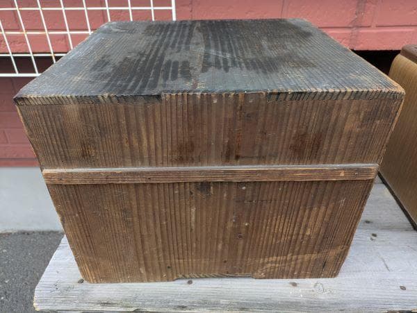 Y昭和レトロ 木製 囲炉裏 五徳 古道具 火鉢？専用木箱有り 美術品