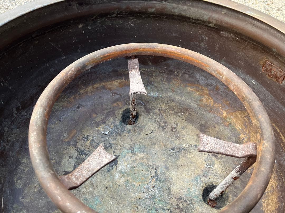 火鉢 アンティーク 骨董品 昭和レトロ 工芸品 銅製 台座付き 五徳付き