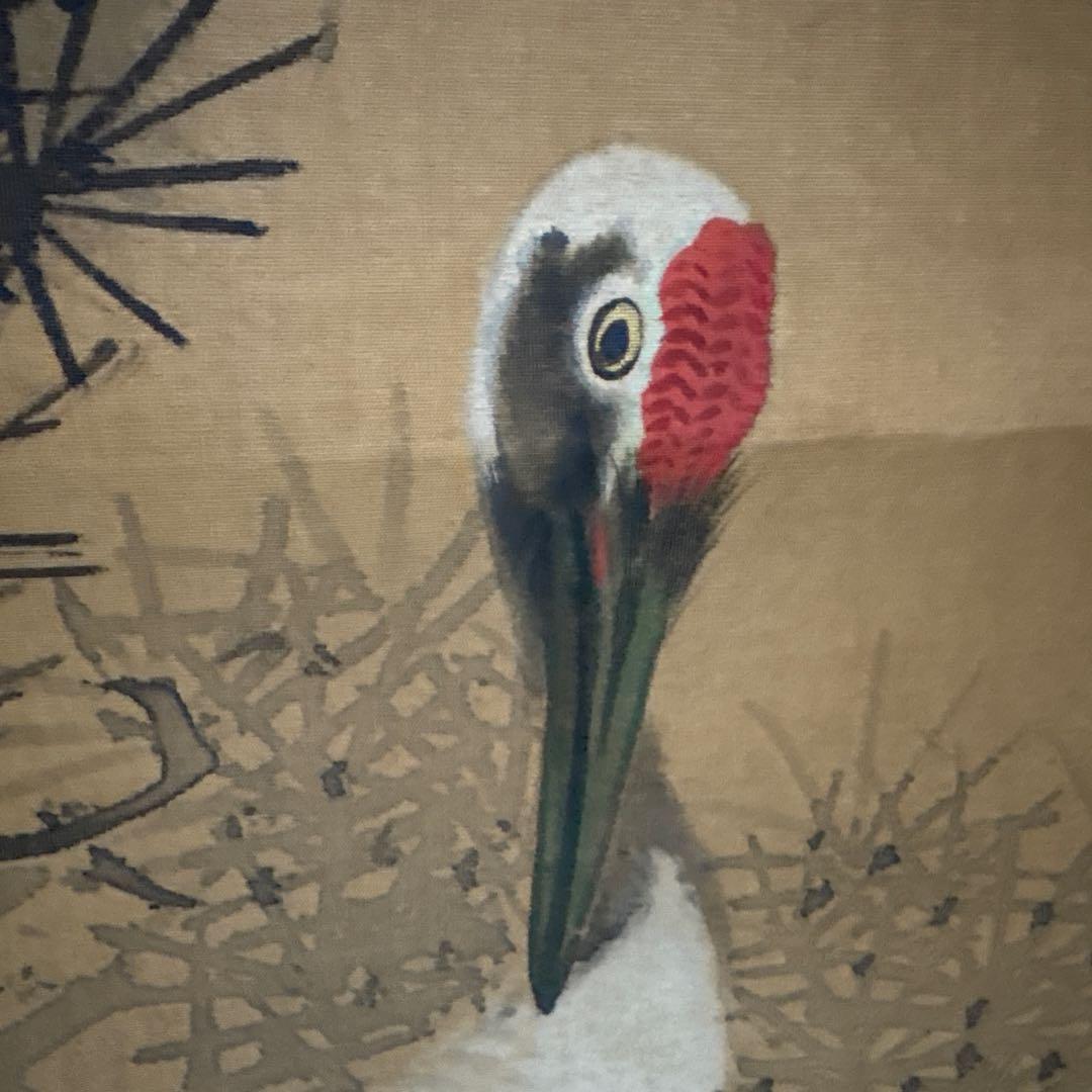 掛け軸 大倉廣寶 鶴 亀 草幅画 松 岩 骨董品 絵画 掛軸 大正