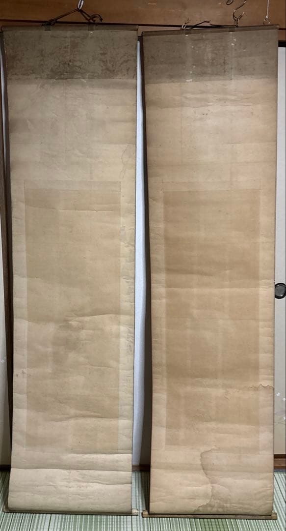 掛け軸 大倉廣寶 鶴 亀 草幅画 松 岩 骨董品 絵画 掛軸 大正ロマン 廣