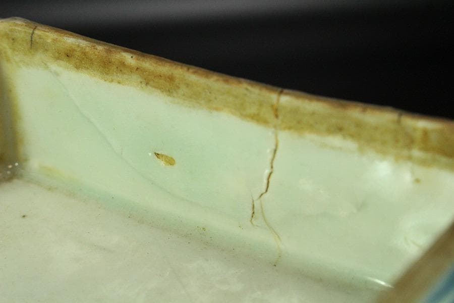 中国美術 青花 白抜 笹紋 段重 高18.5cm 清(K-LC670)