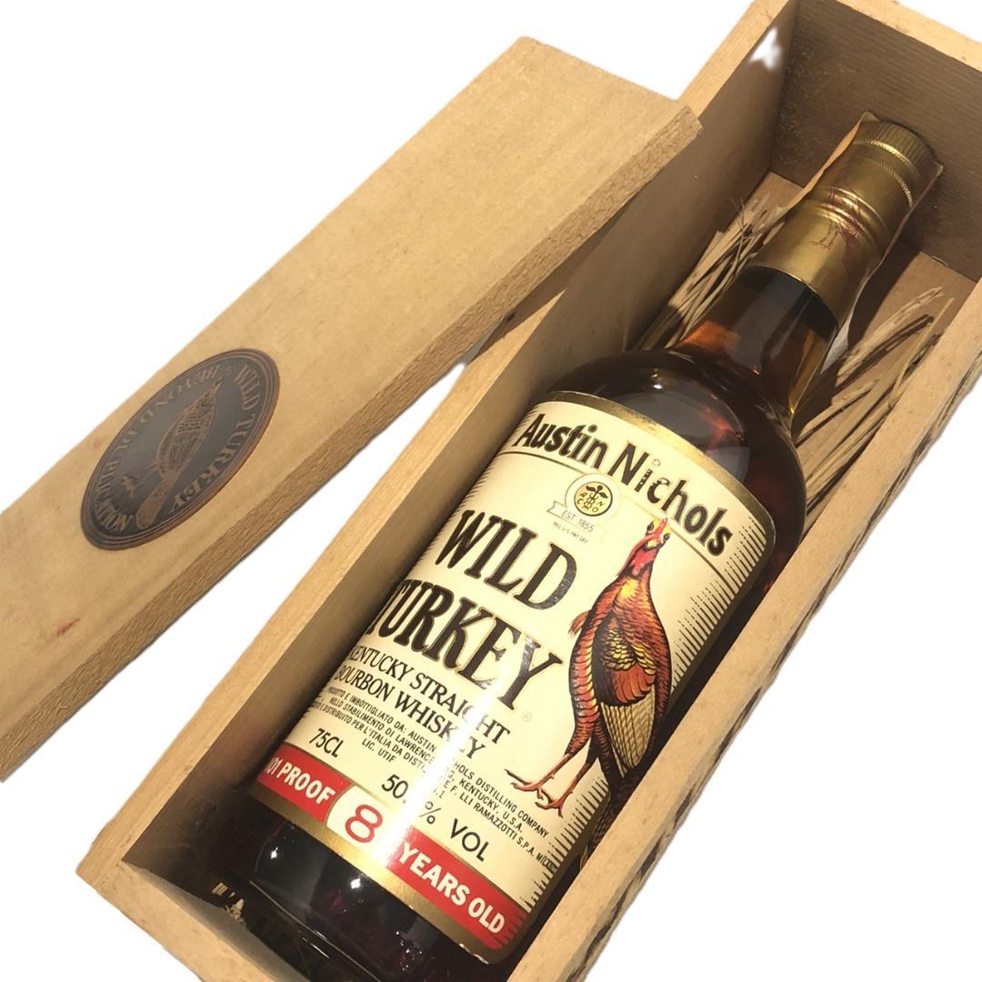 オールドボトル ワイルドターキー 8年 木箱入り 藁、リーフレット