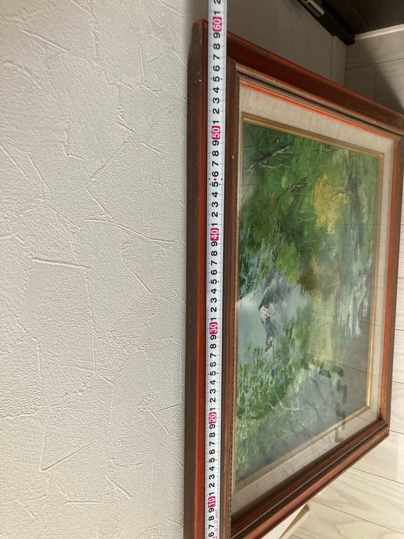 油彩画 山と川の風景 北岳　今井弘画伯　Ｆ8号