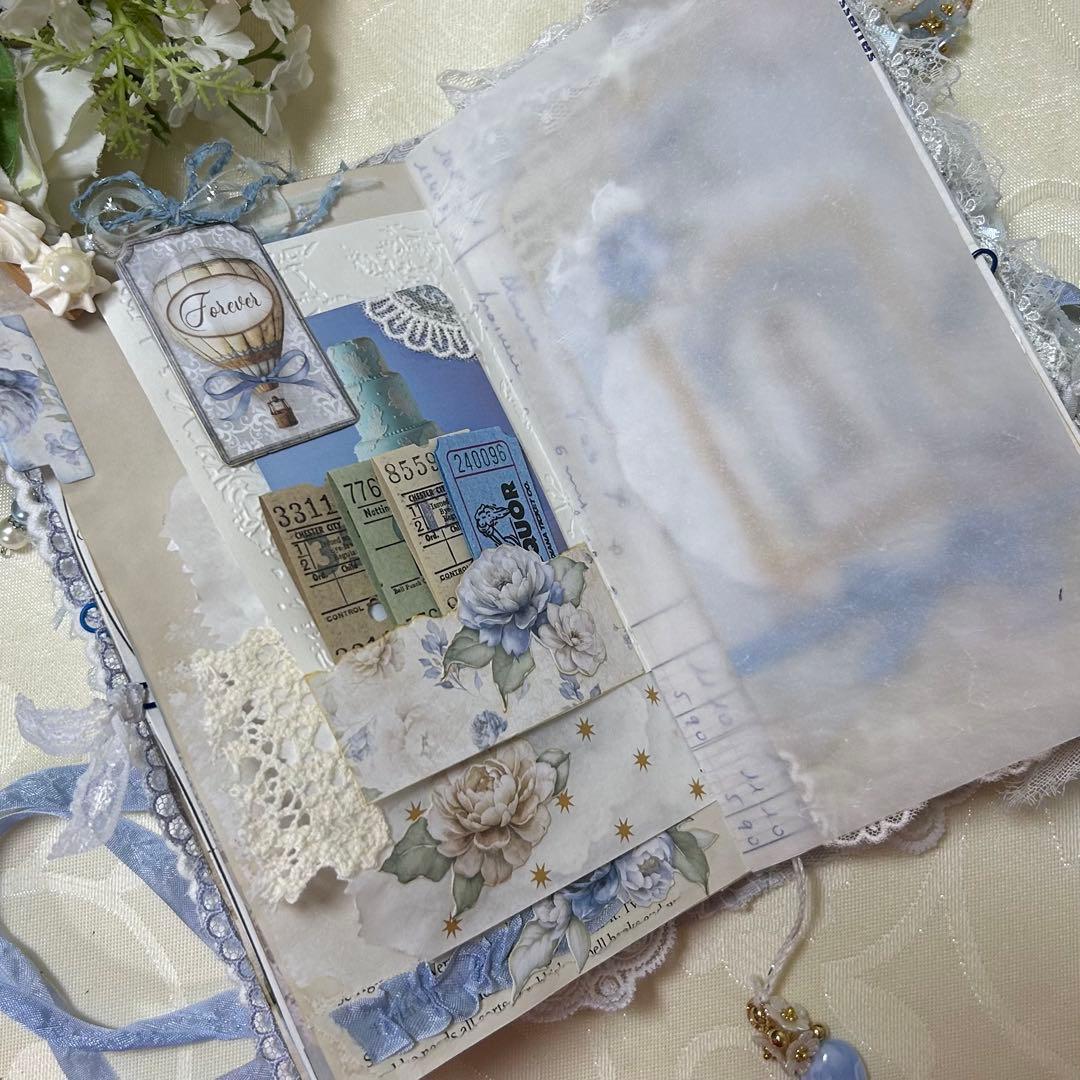薔薇とレースのジャンクジャーナル・雑記帳　Blue Wedding