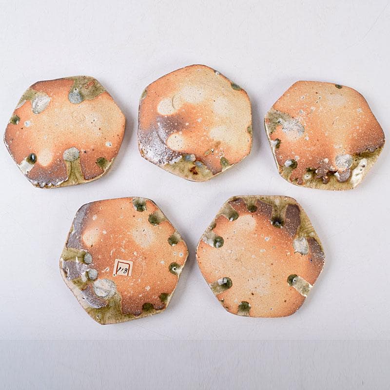 和食器 伊賀焼 西山窯 坂本瀧山作 銘々皿 五客 共箱 V