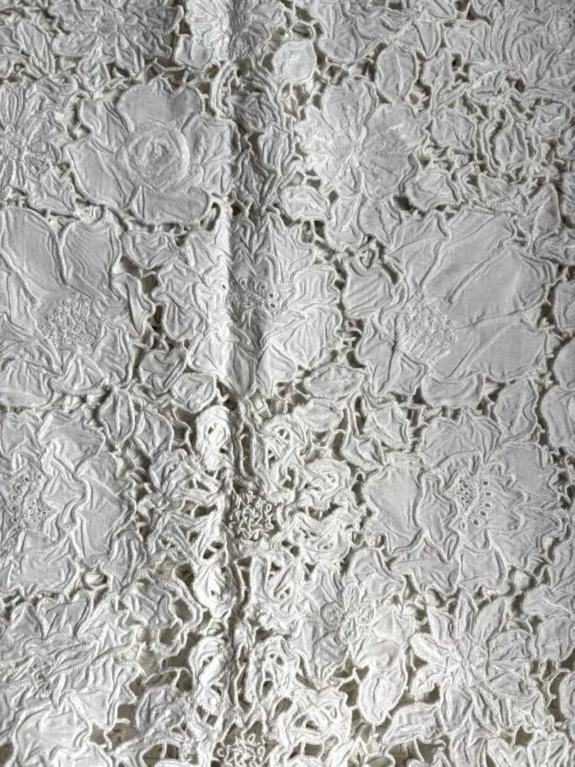 789 フランスアンティーク 美しいエンブロイダリーレース クロス