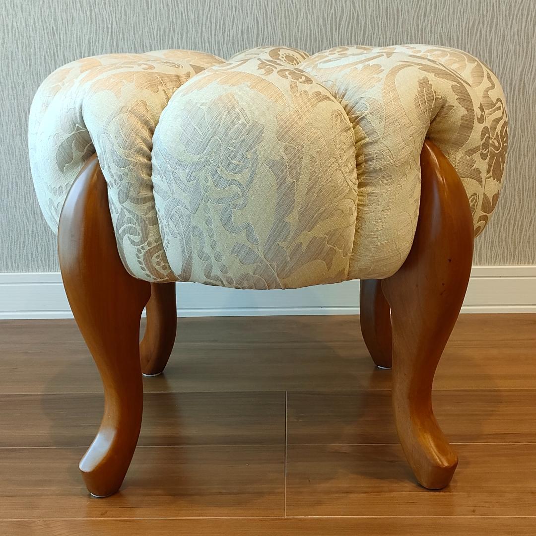 〈美品〉ロココ調　パンプキンスツール　猫脚　サイドチェア　オットマン