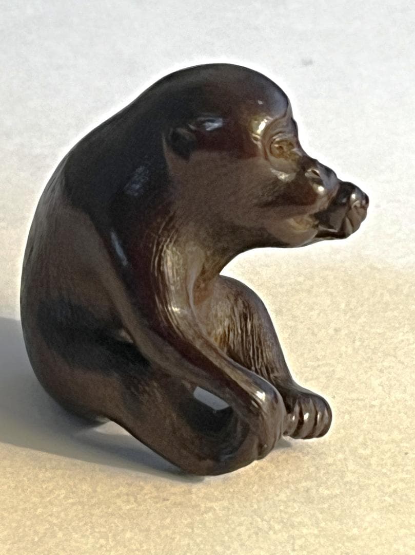 根付 猿 線刻銘「白龍」