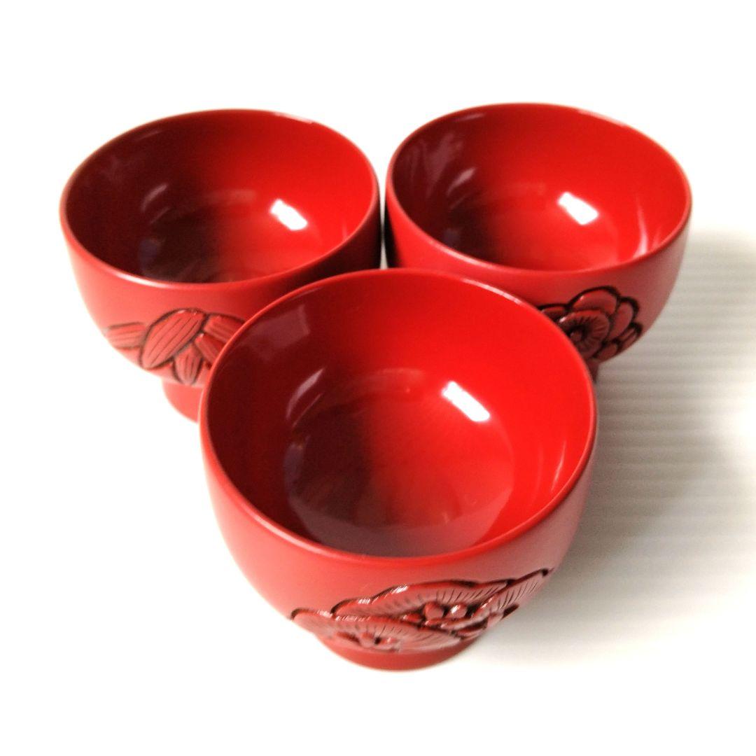 村上木彫堆朱 漆器 お猪口ぐい呑み 松竹梅 盃 無形文化財 工芸品 酒器 小鉢