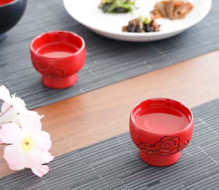 村上木彫堆朱 漆器 お猪口ぐい呑み 松竹梅 盃 無形文化財 工芸品 酒器 小鉢