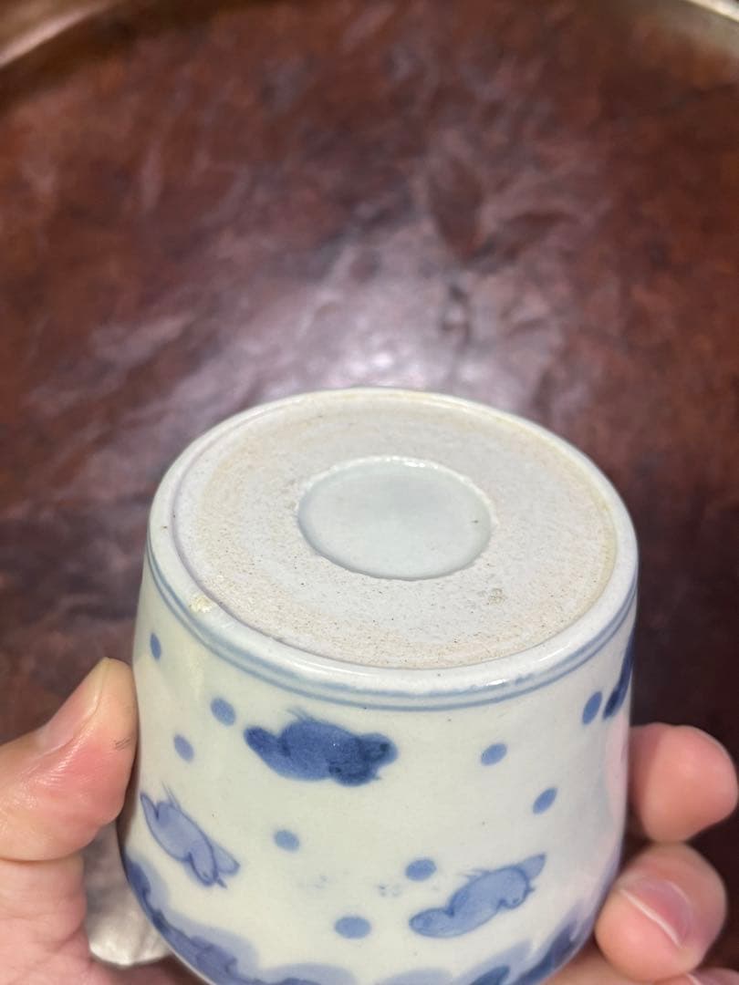 古伊万里 蕎麦猪口 雨降 波千鳥 ちょこ 蕎麦 千鳥 唐草 そば猪口 民芸 民