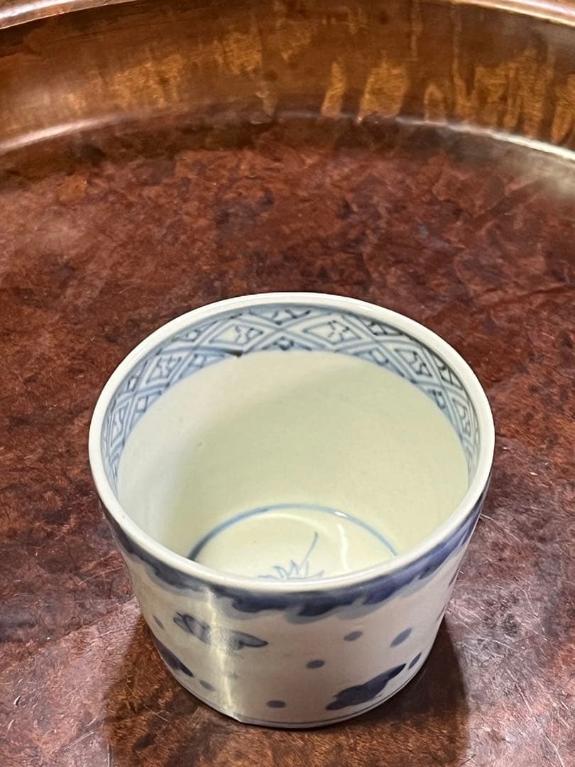 古伊万里 蕎麦猪口 雨降 波千鳥 ちょこ 蕎麦 千鳥 唐草 そば猪口 民芸 民