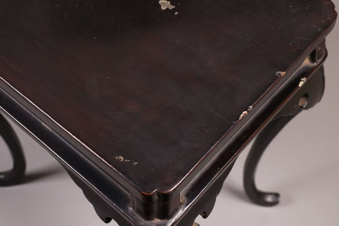 時代 木製 漆塗 春日卓 高34.8cm 高卓 花台 経机【MA823】