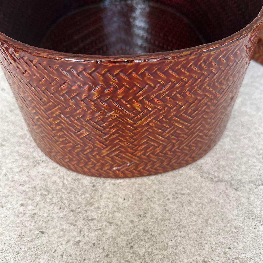 藍胎漆器　伝統工芸品　久留米　らんたい漆器　鎌倉彫茶櫃　2点おまとめ