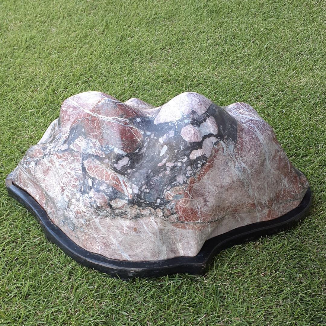 盆石 鑑賞石 水石 自然石 磨き石 木製台座付き