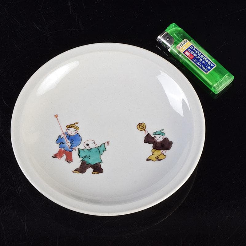 九谷焼 初代徳田八十吉造 古九谷写 絵変中皿 五客二