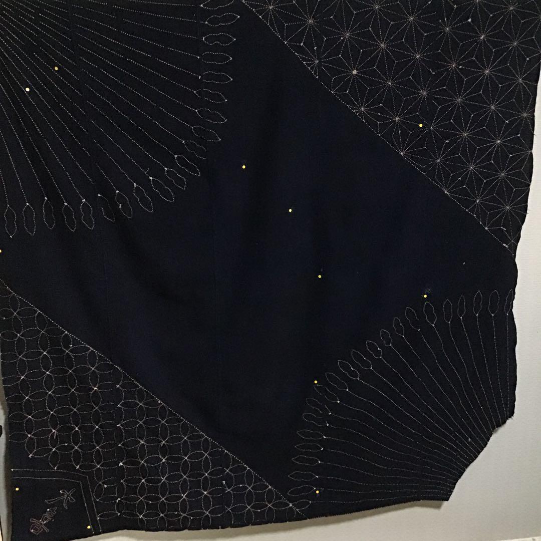 古布藍染め刺し子布地５巾難あり、２７